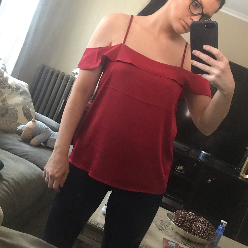 Sexy red Express top off shoulder spaghetti strap